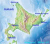 Map of Hokkaido - Relief