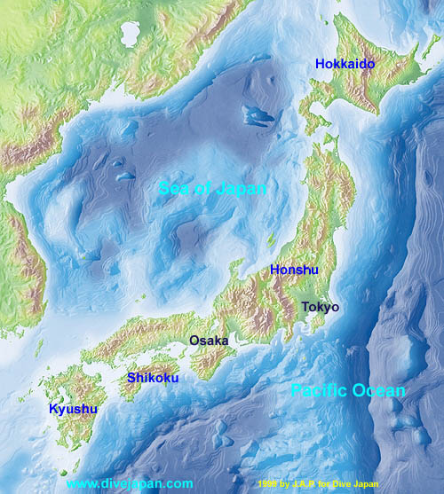 map of Japan-Hokkaid, Honshu, Kyushu, Shikoku, Sea of Japan